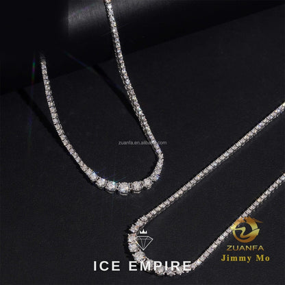 Iced Out Cluster 925 Silver Moissanite Cuban Chain