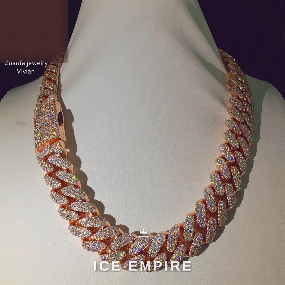 Iced Out Rose Gold Plated Moissanite Cuban Chain