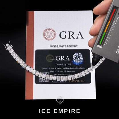 Iced Out Cluster 925 Silver Moissanite Tennis Chain