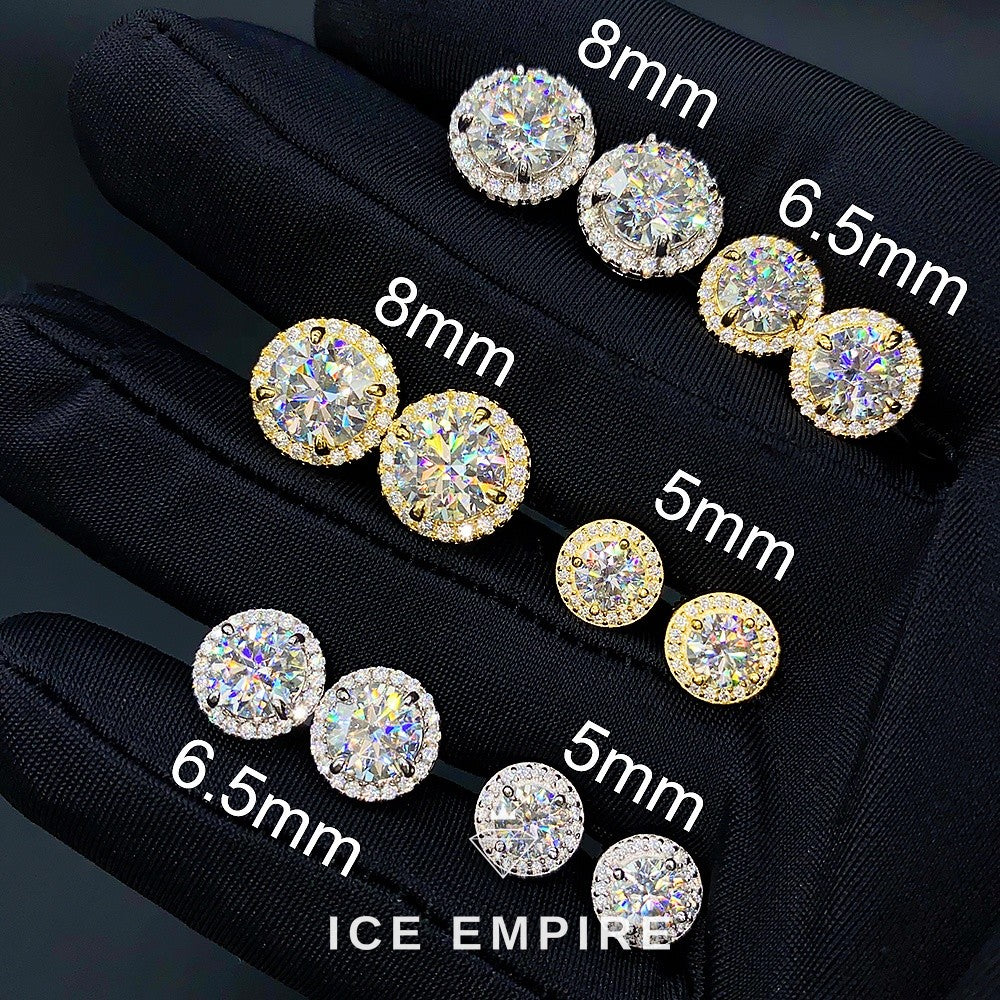 Iced Out 925 Silver Moissanite Stud Earrings