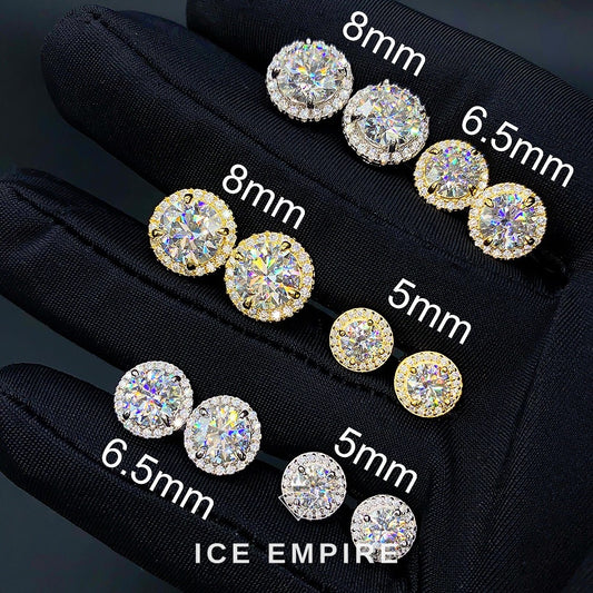 Iced Out 925 Silver Moissanite Stud Earrings