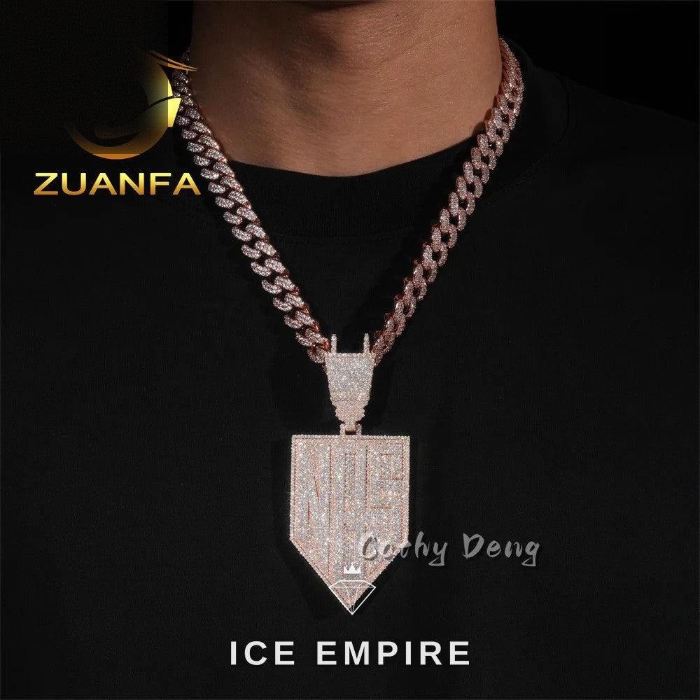 Iced Out Baguette Rose Gold Plated Moissanite Cuban Chain