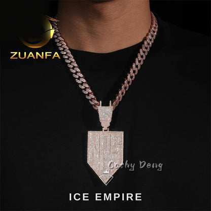 Iced Out Baguette Rose Gold Plated Moissanite Cuban Chain