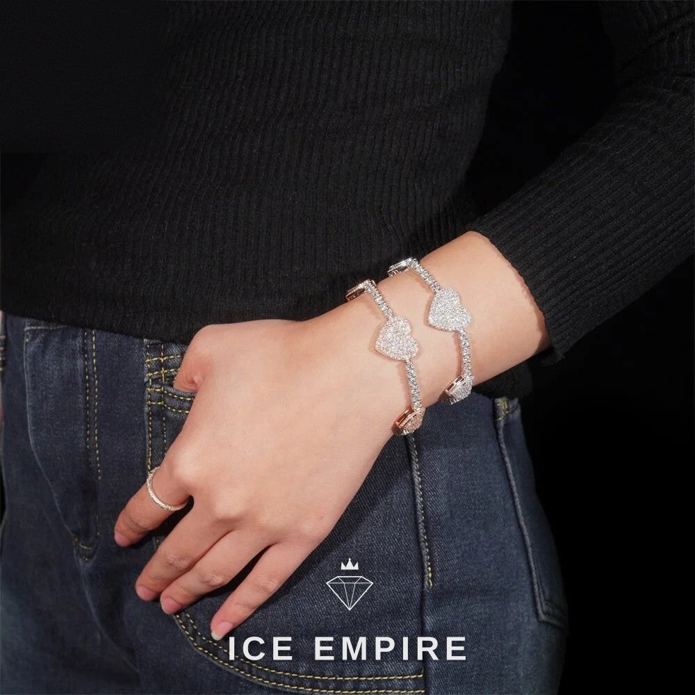 Iced Out Heart 925 Silver Moissanite Tennis Chain