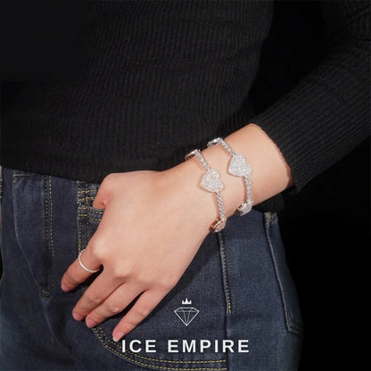 Iced Out Heart 925 Silver Moissanite Tennis Chain