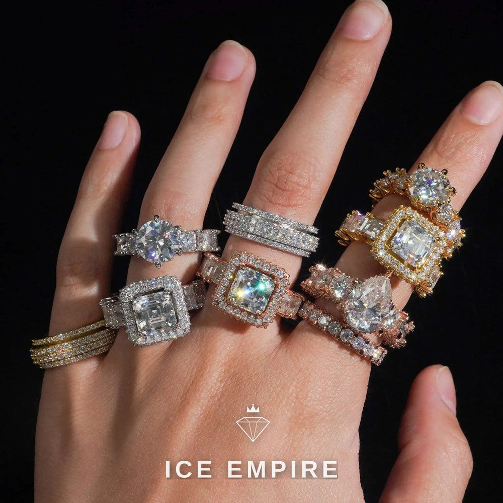 Iced Out 925 Silver Moissanite Ring