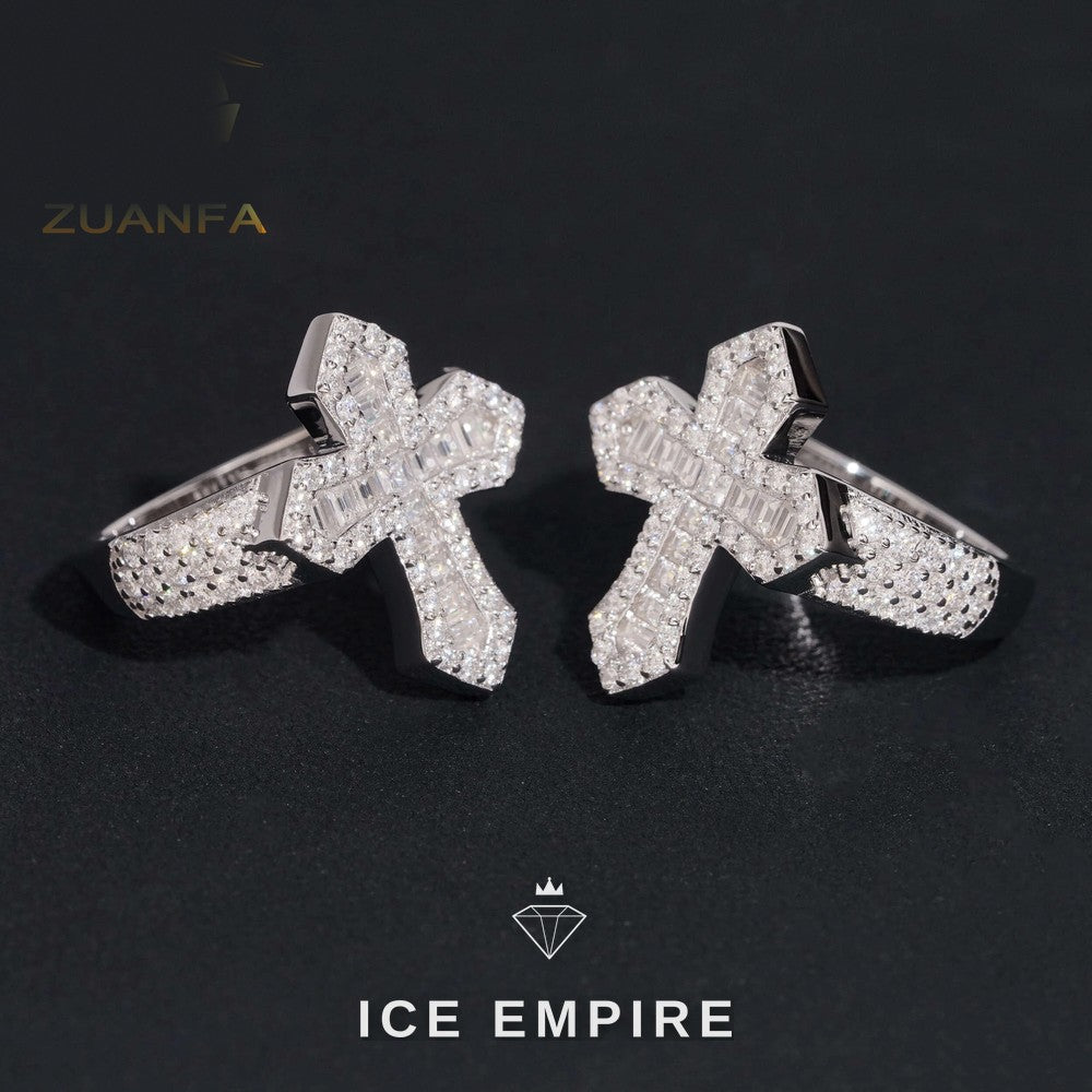 Iced Out Baguette Rose Gold Plated Moissanite Ring