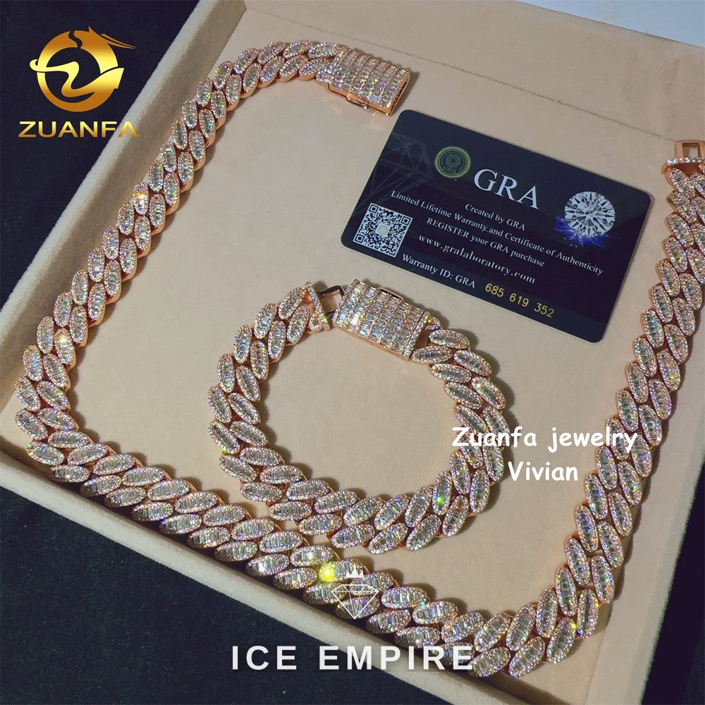 Iced Out Rose Gold Plated Moissanite Cuban Chain