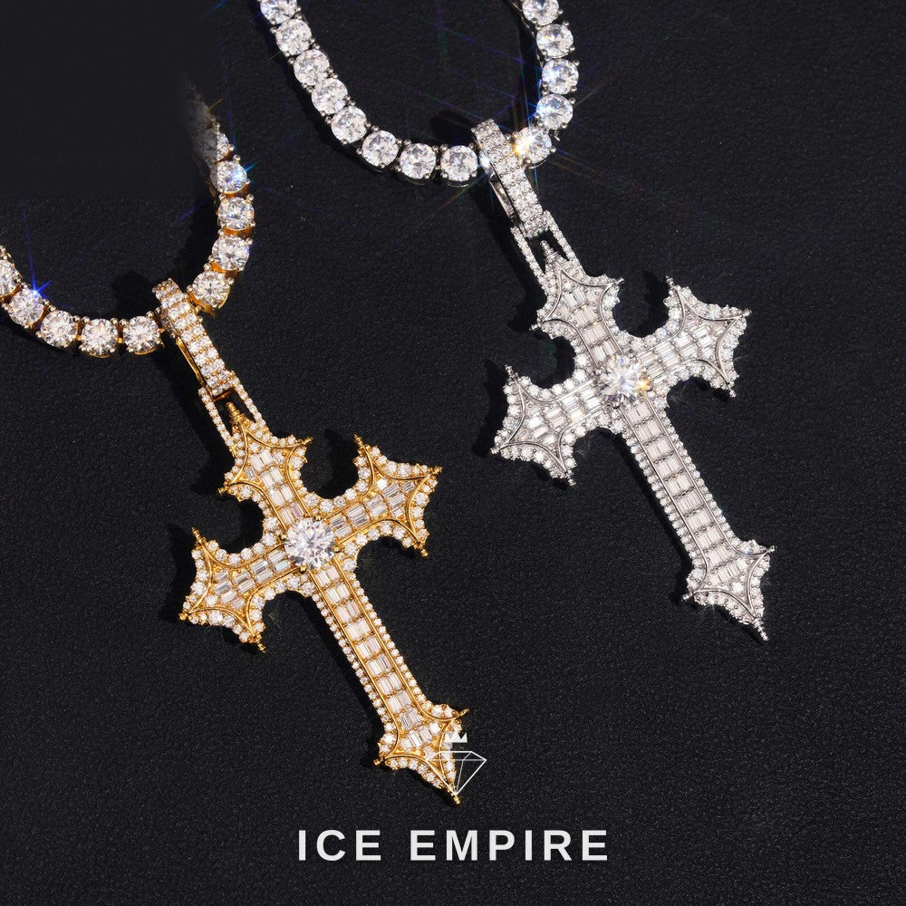 Iced Out Baguette 925 Silver Pendant