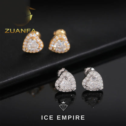 Iced Out Heart Rose Gold Plated Moissanite Earrings