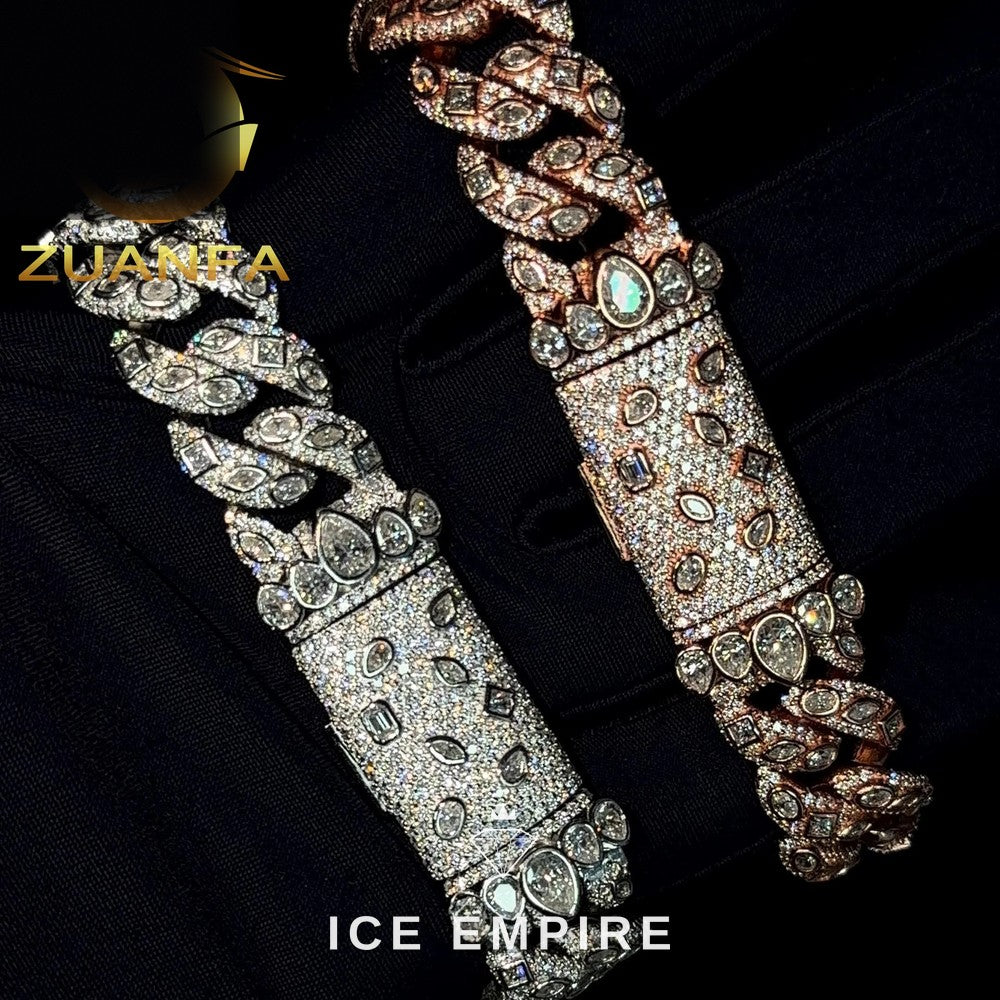 Iced Out 925 Silver Moissanite Cuban Chain