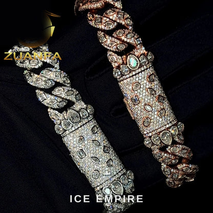 Iced Out 925 Silver Moissanite Cuban Chain