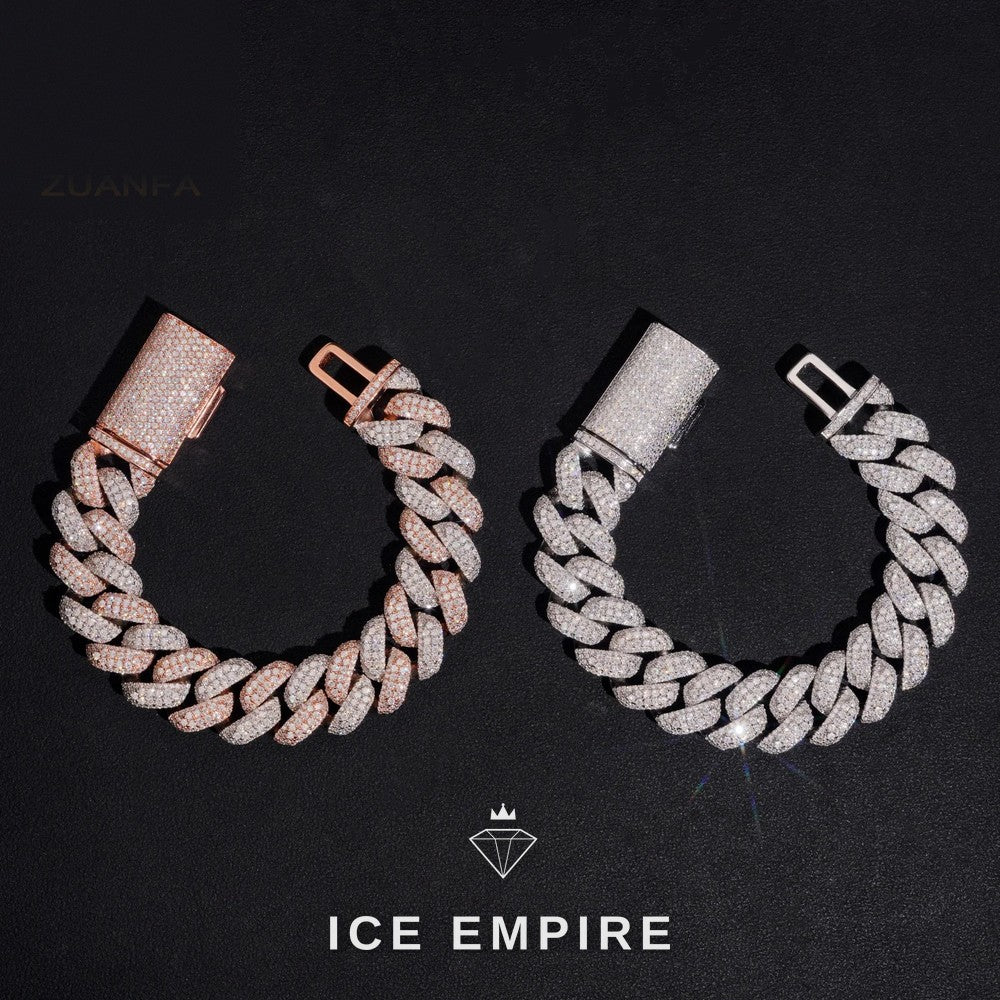 Iced Out 925 Silver Moissanite Cuban Chain