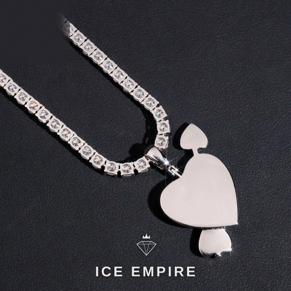 Iced Out Heart Rose Gold Plated Moissanite Pendant