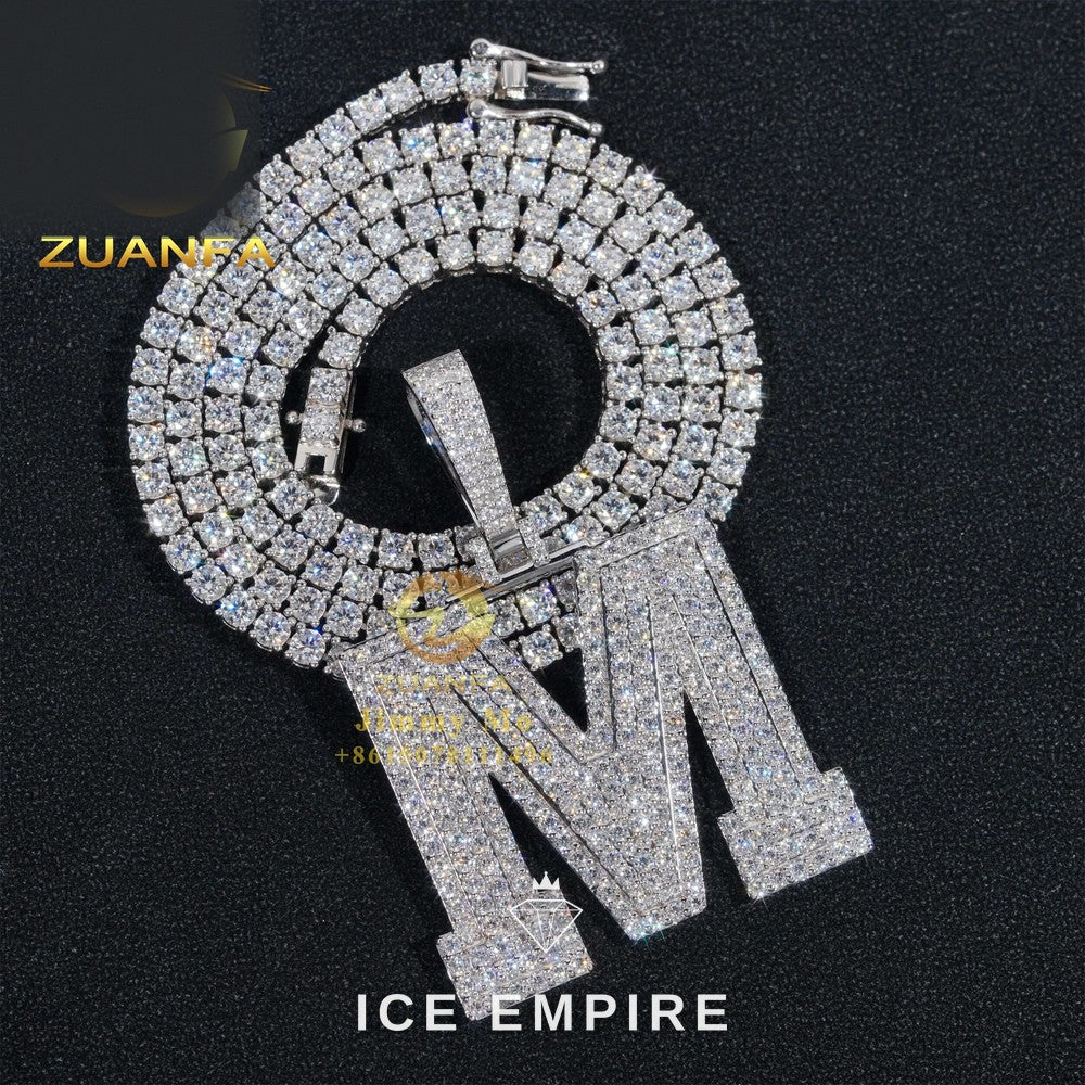 Iced Out 10K Gold Moissanite Pendant