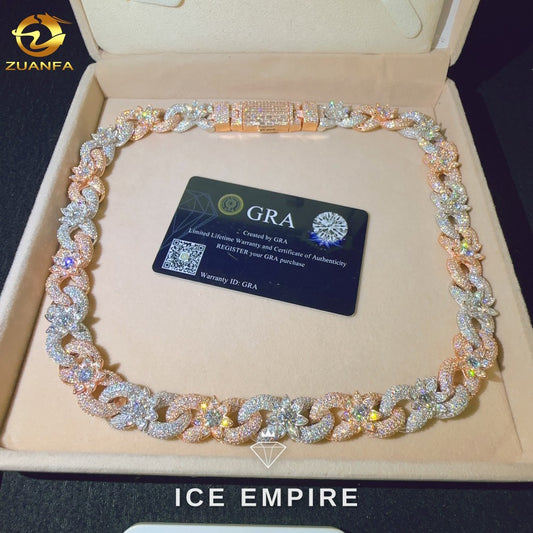 Iced Out Rose Gold Plated Moissanite Cuban Chain