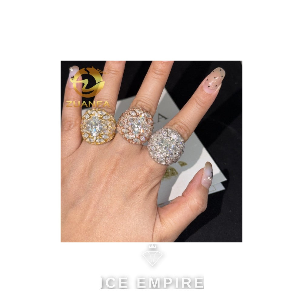 Iced Out Cluster 925 Silver Moissanite Cuban Chain
