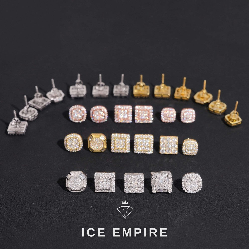 Iced Out 925 Silver Moissanite Earrings