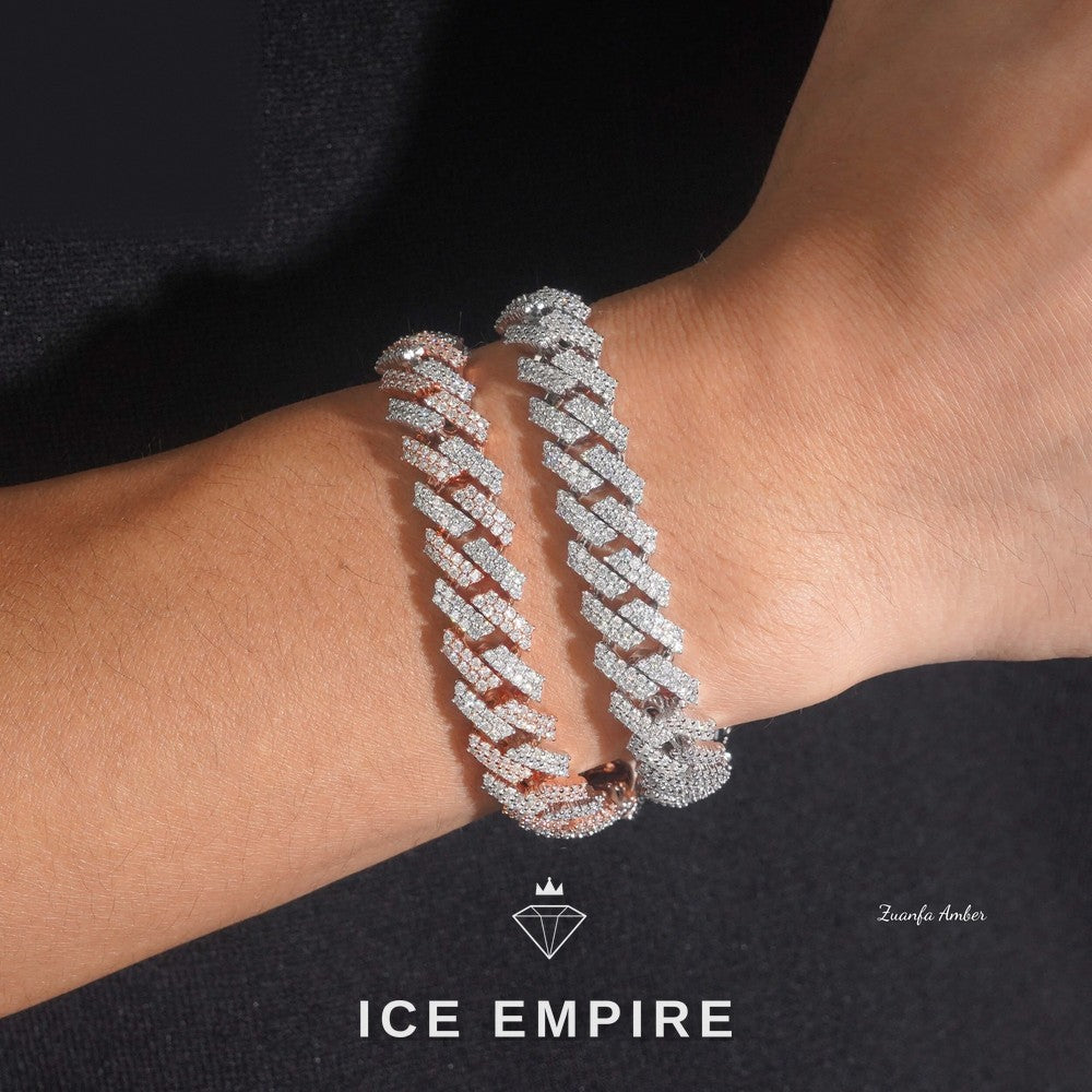 Iced Out Rose Gold Moissanite Cuban Chain