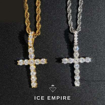 Iced Out Cross 925 Silver Moissanite Pendant