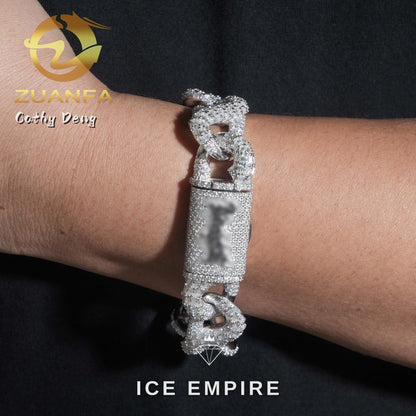 Iced Out Baguette 925 Silver Moissanite Cuban Chain
