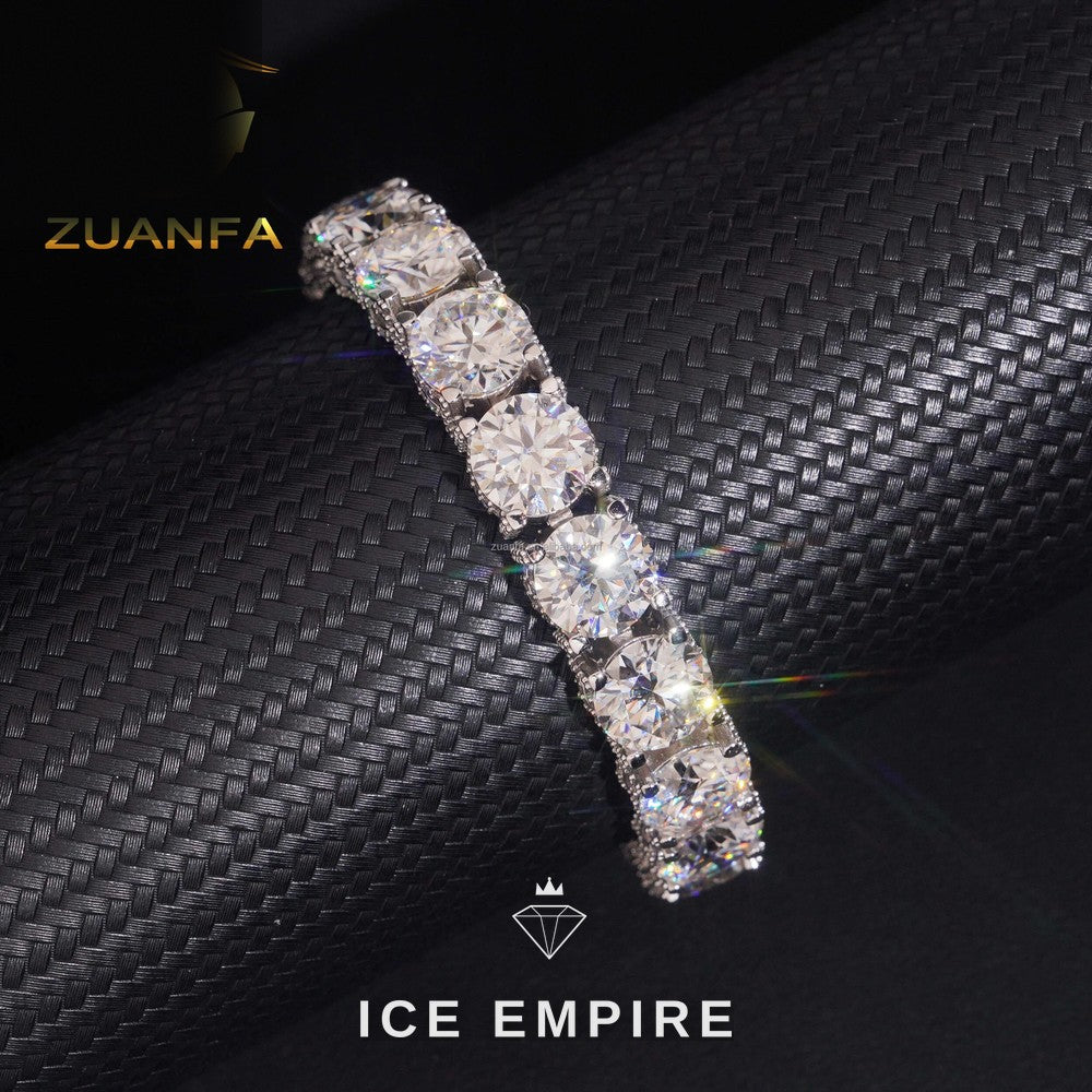 Iced Out Cluster 925 Silver Moissanite Tennis Chain