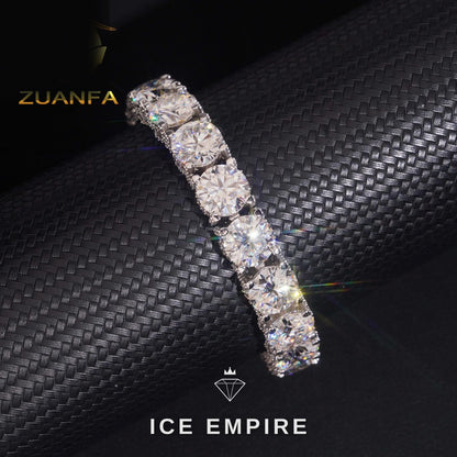Iced Out Cluster 925 Silver Moissanite Tennis Chain