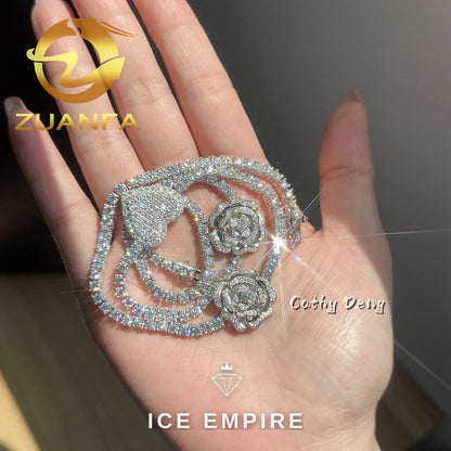 Iced Out Rose Gold Plated Moissanite Cuban Chain