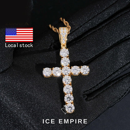 Iced Out Cross Rose Gold Plated Moissanite Pendant