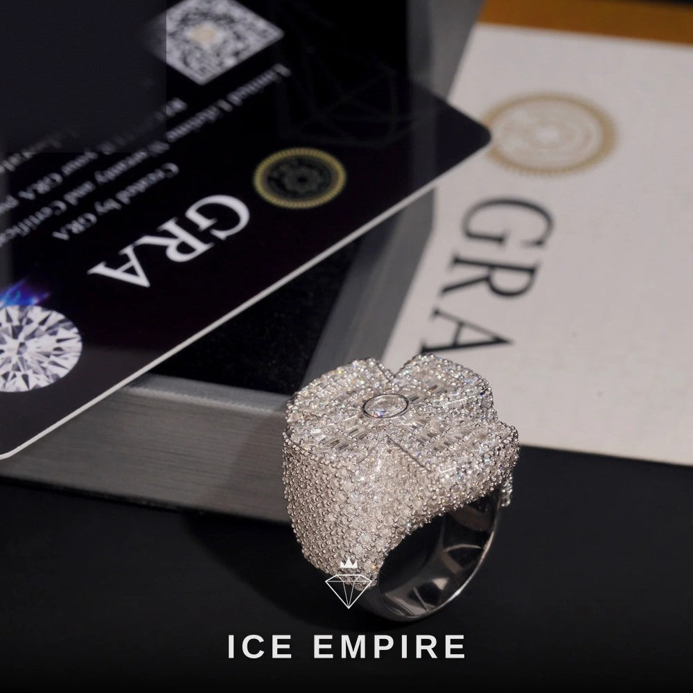 Iced Out Baguette 925 Silver Moissanite Ring