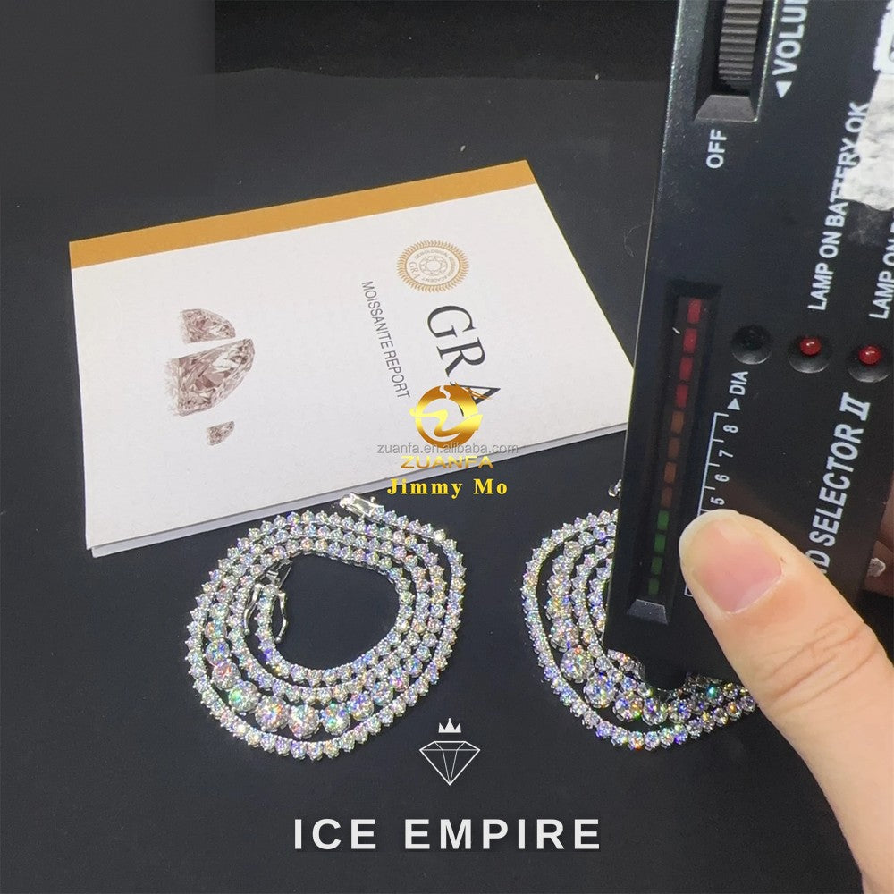 Iced Out Cluster 925 Silver Moissanite Cuban Chain