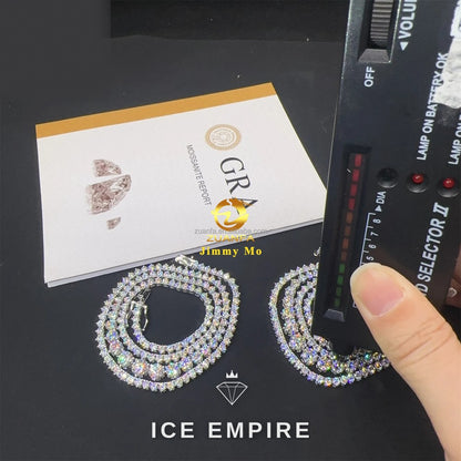 Iced Out Cluster 925 Silver Moissanite Cuban Chain