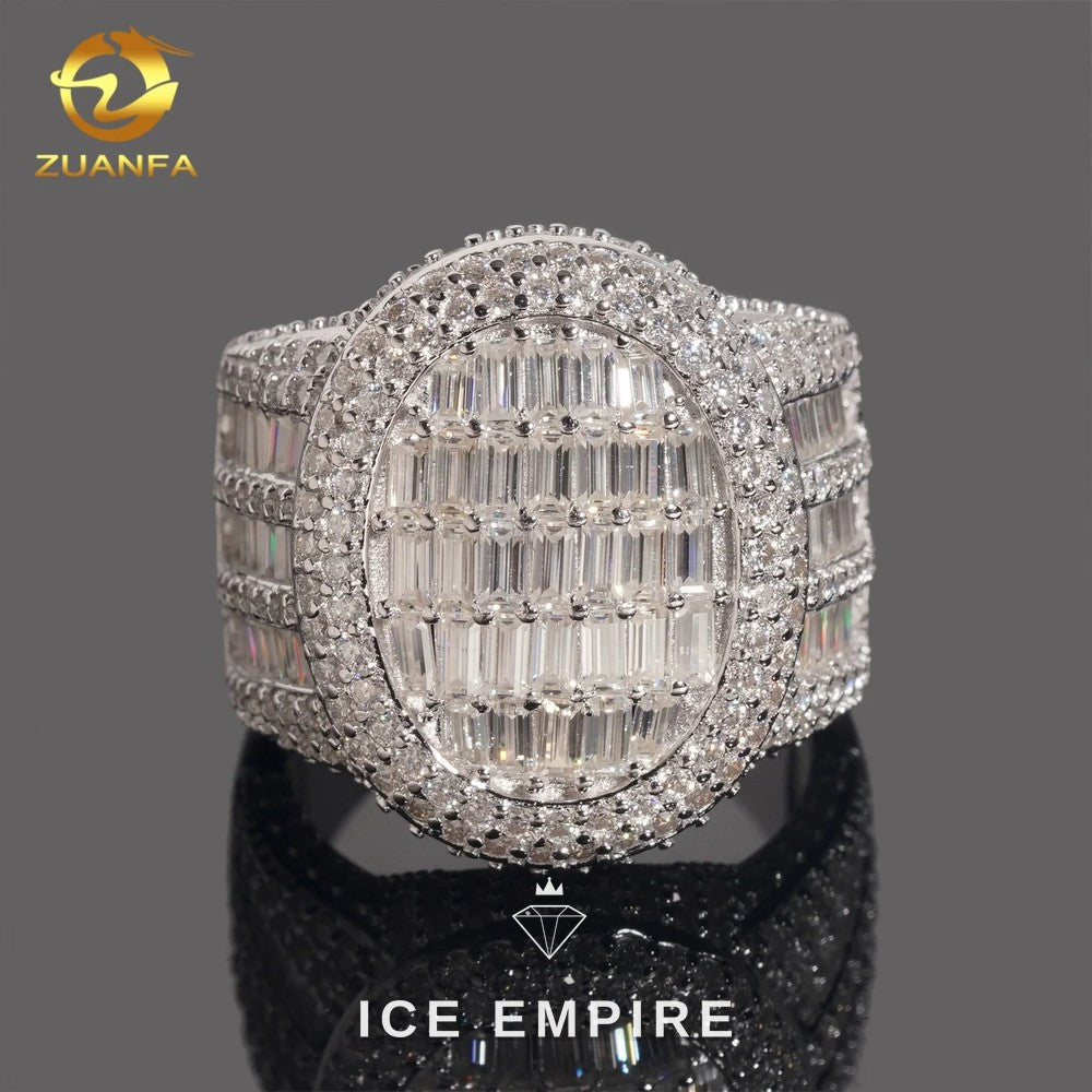 Iced Out Baguette 925 Silver Moissanite Ring