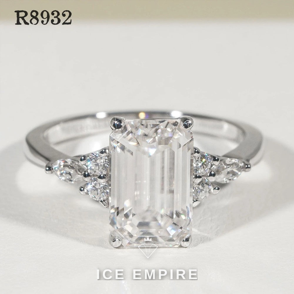 Iced Out 925 Silver Moissanite Engagement Ring