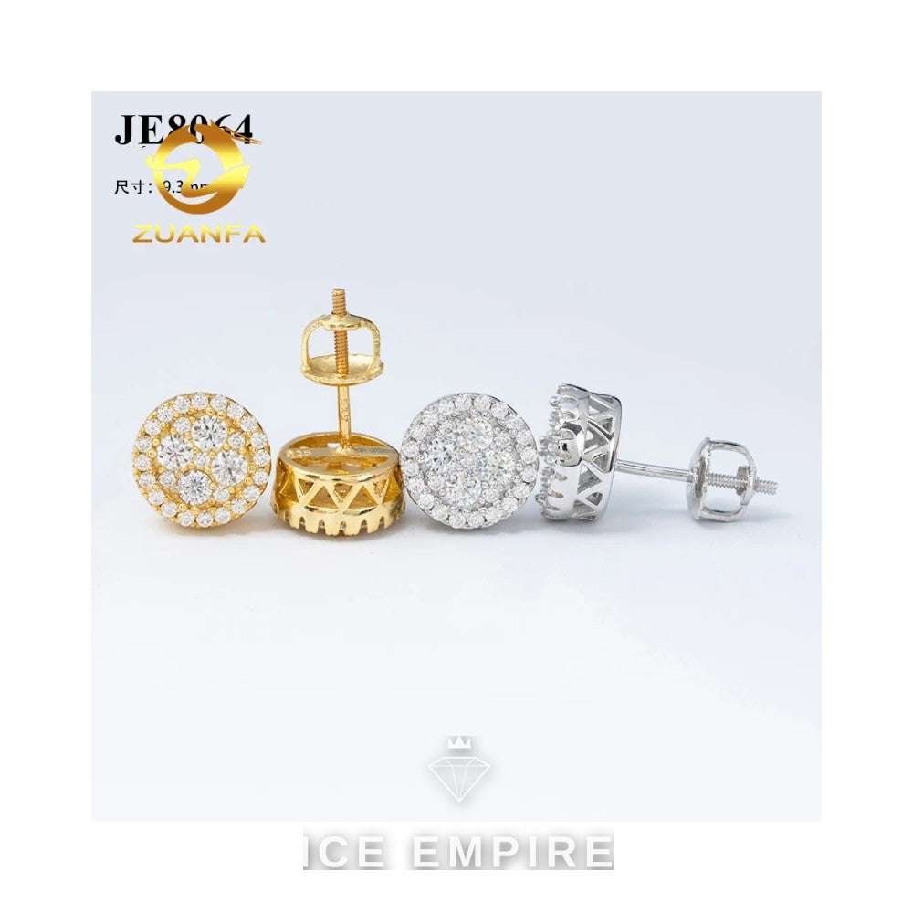 Iced Out 925 Silver Moissanite Stud Earrings