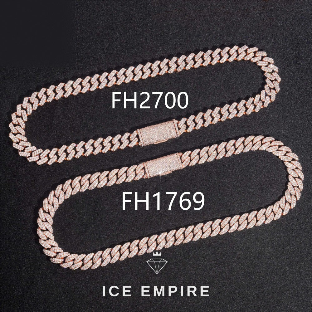 Iced Out Rose Gold Moissanite Cuban Chain