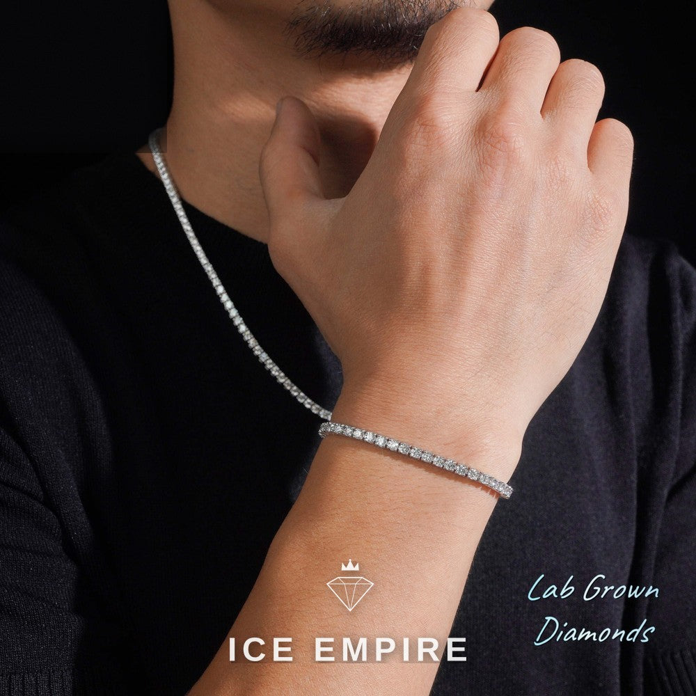 Iced Out 925 Silver Lab Grown Diamond Tennis Chain