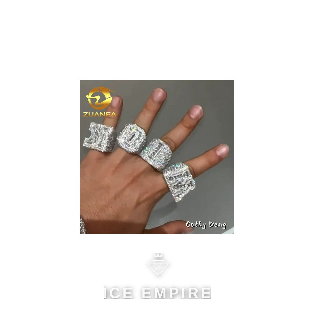 Iced Out 925 Silver Moissanite Ring