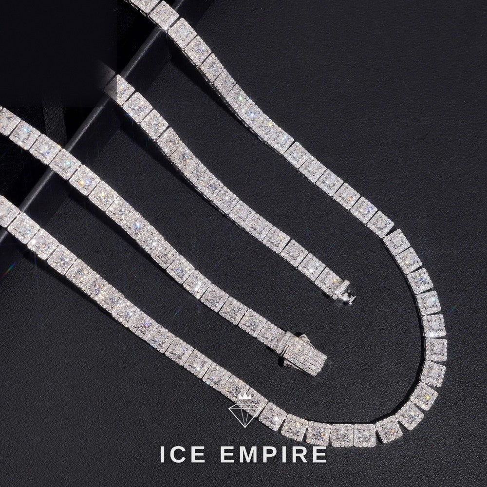 Iced Out 925 Silver Moissanite Tennis Chain