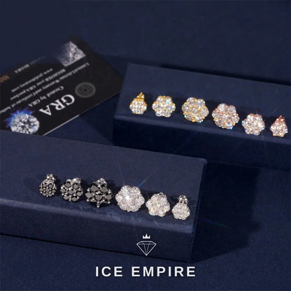 Iced Out Cluster 925 Silver Moissanite Stud Earrings