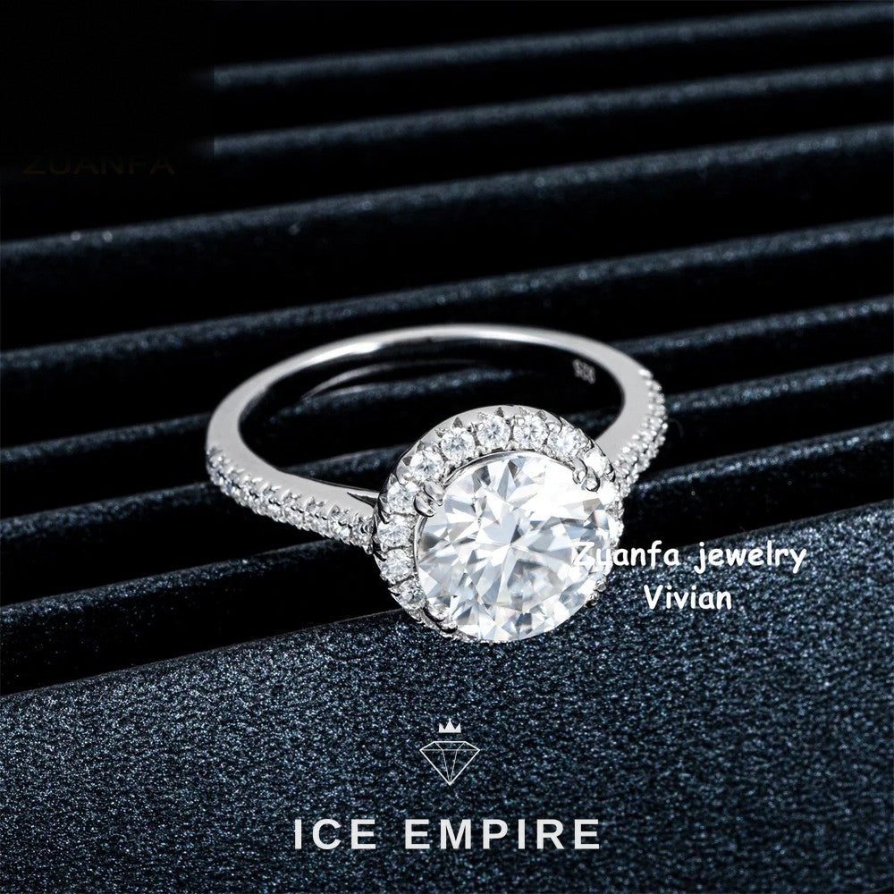 Iced Out 925 Silver Moissanite Wedding Band