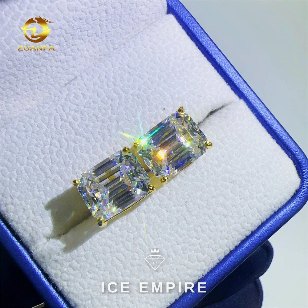 Iced Out Gold Plated Moissanite Stud Earrings