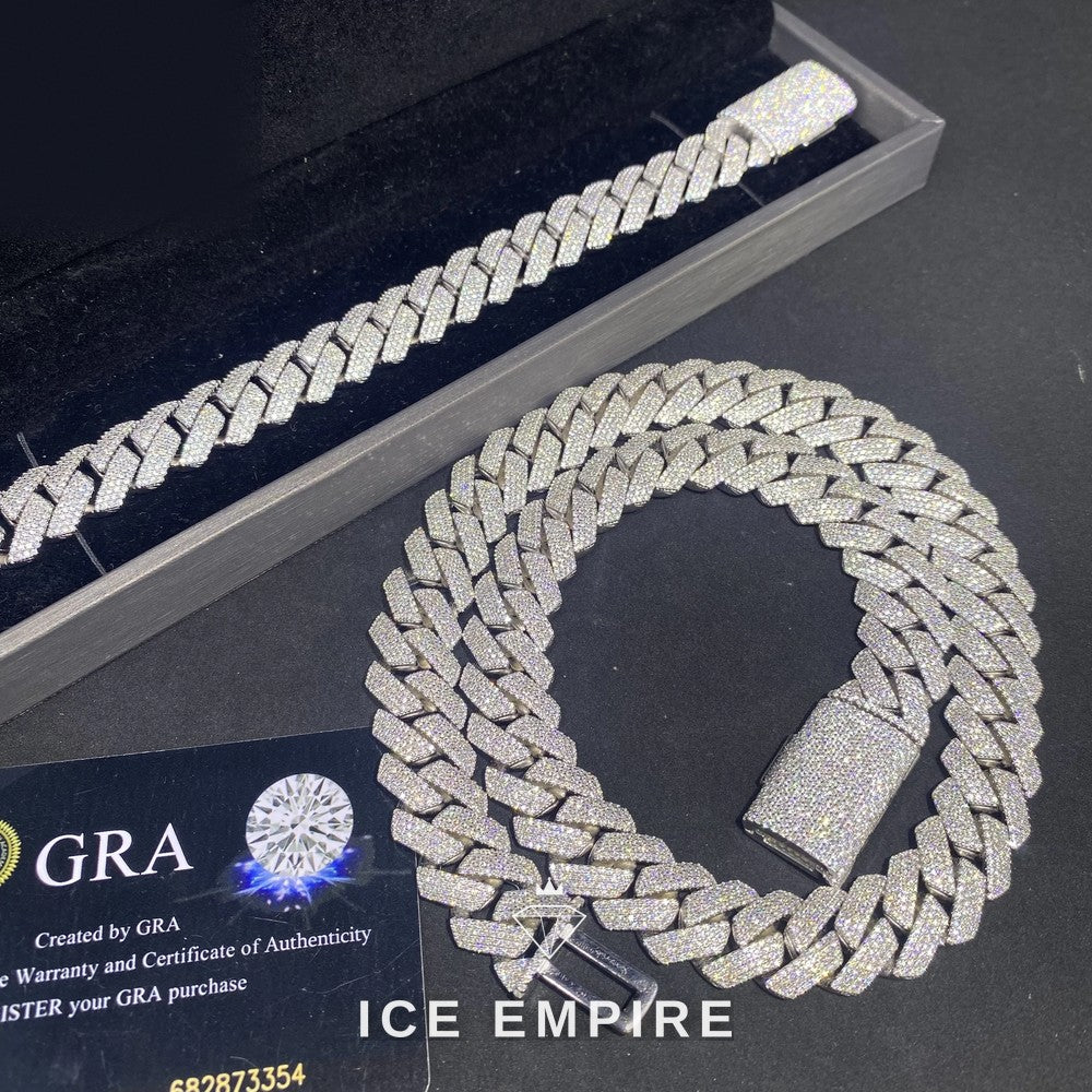 Iced Out Rose Gold Moissanite Cuban Chain