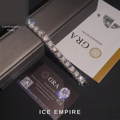 Iced Out 925 Silver Moissanite Tennis Chain