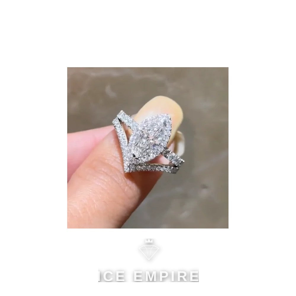 Iced Out 14K Gold Moissanite Engagement Ring