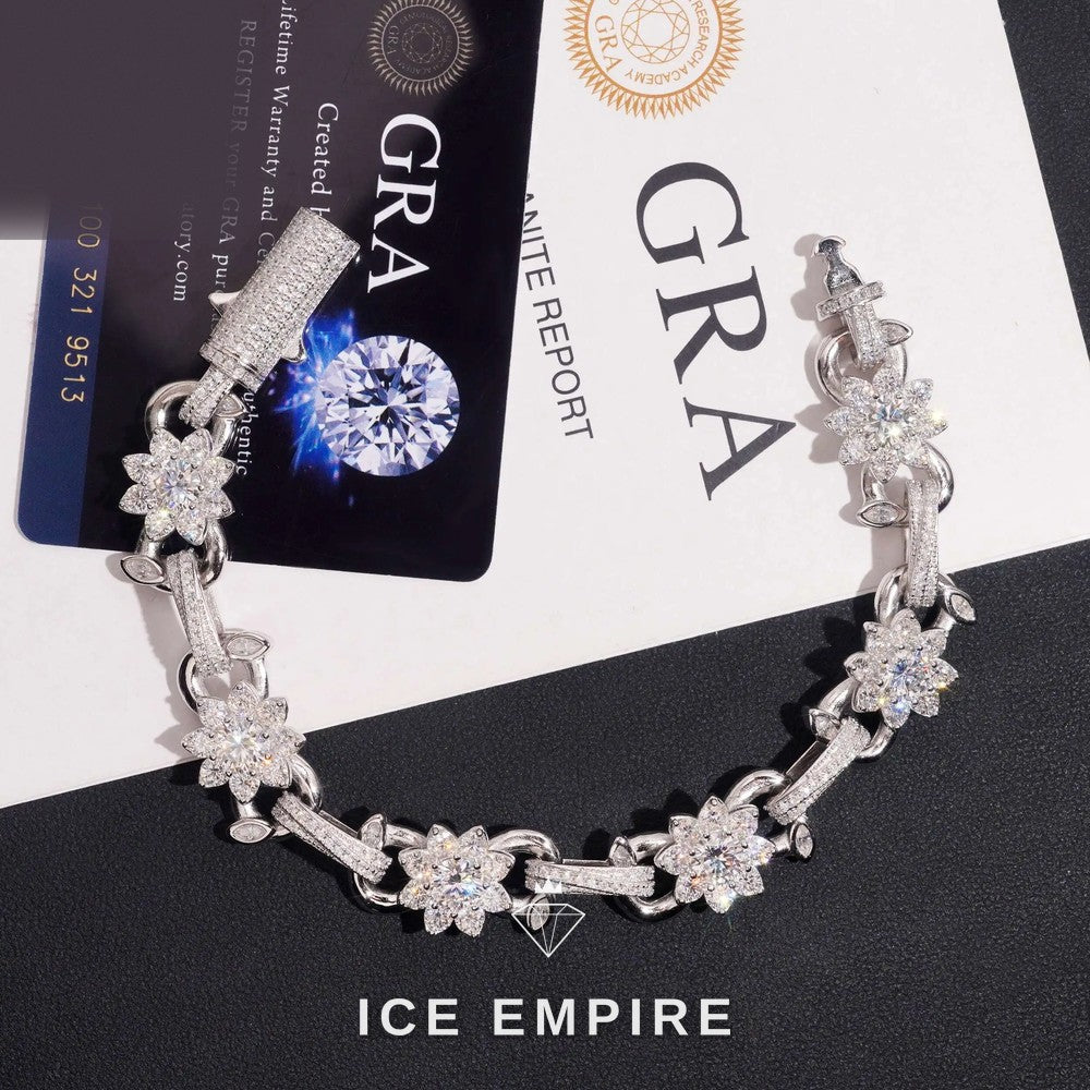 Iced Out Baguette Rose Gold Plated Moissanite Cuban Chain
