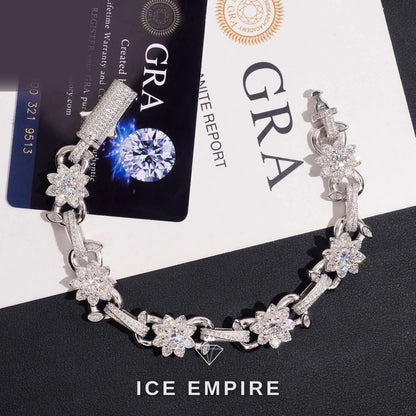 Iced Out Baguette Rose Gold Plated Moissanite Cuban Chain