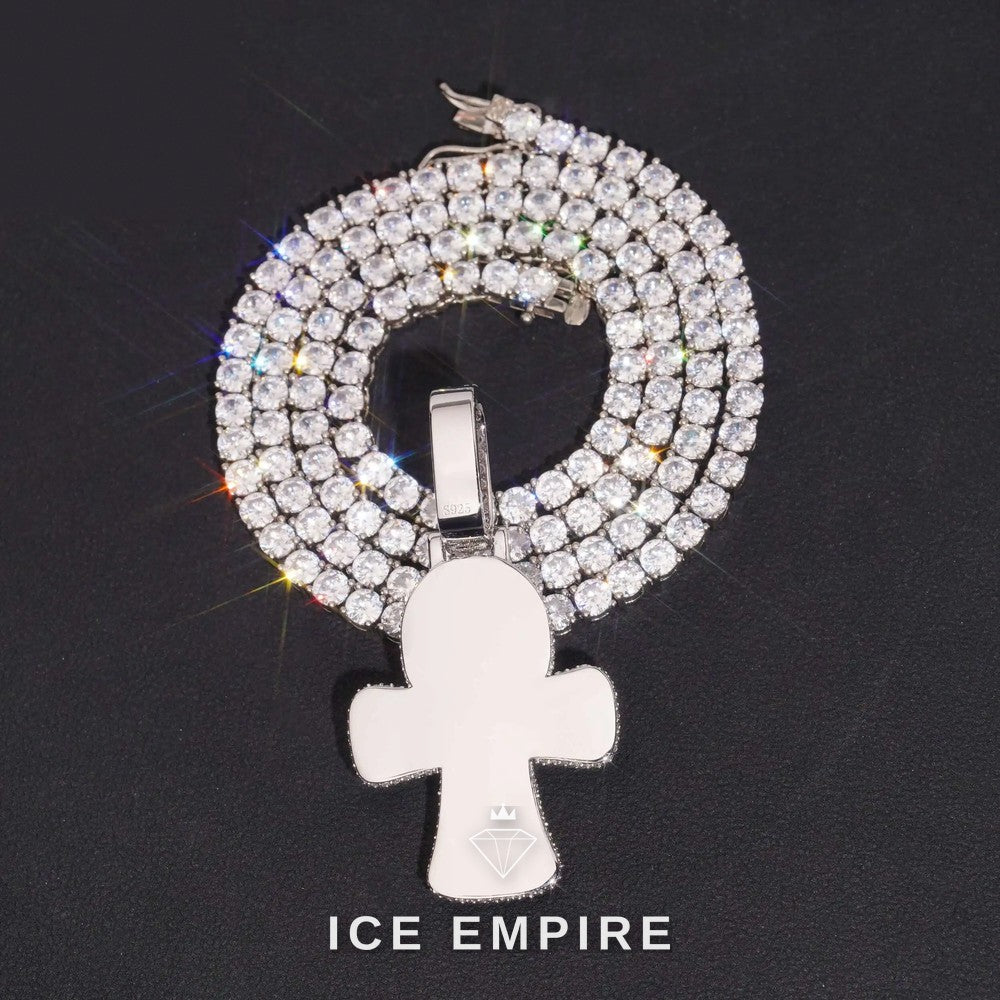 Iced Out Cross Rose Gold Plated Moissanite Pendant