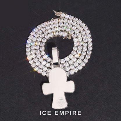 Iced Out Cross Rose Gold Plated Moissanite Pendant