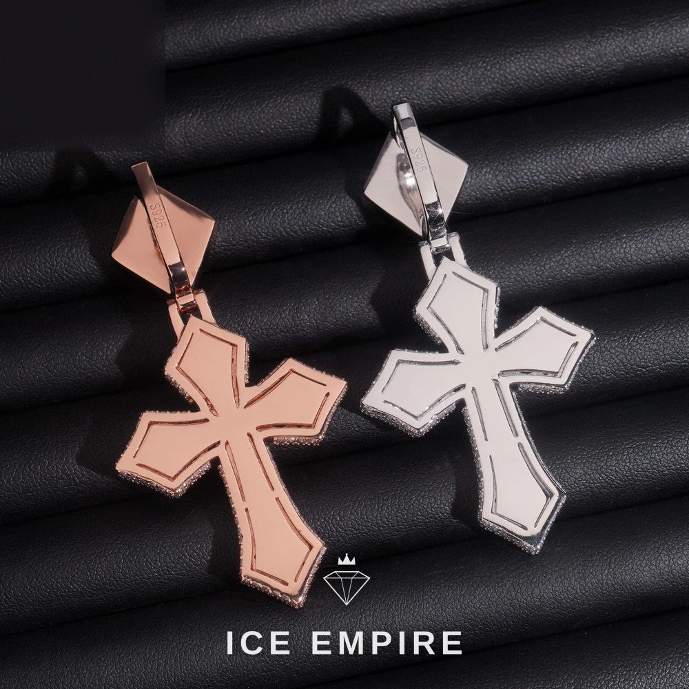 Iced Out Cross 925 Silver Pendant